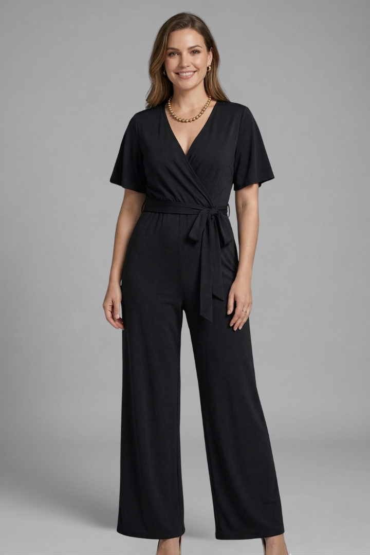 Damesjumpsuit – Dames Jumpsuit met Overslag en Strikceintuur – totaaloverzicht | Pancreitis