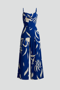 Damesjumpsuit – Dames Jumpsuit met Spaghettibandjes en Wijde Pijpen – vooraanzicht | Pancreitis