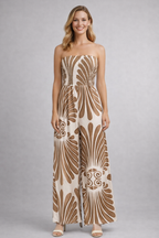 Damesjumpsuit – Damesjumpsuit met Strapless Halslijn en Printopdruk – totaaloverzicht | Pancreitis
