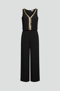 Damesjumpsuit – Dames Jumpsuit met V-hals en Wijde Pijpen – vooraanzicht | Pancreitis