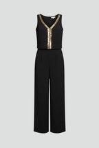 Damesjumpsuit – Dames Jumpsuit met V-hals en Wijde Pijpen – vooraanzicht | Pancreitis