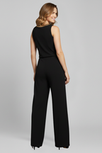 Damesjumpsuit – Dames Jumpsuit met V-hals en Wijde Pijpen – achteraanzicht | Pancreitis