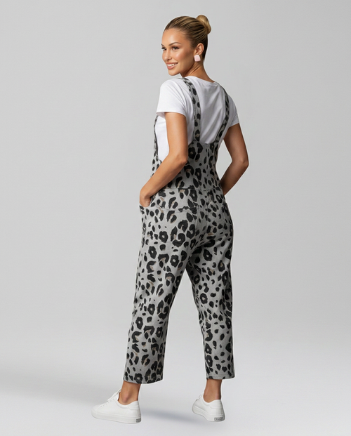 Angelica jumpsuit met scoop halslijn en luipaardprint 2