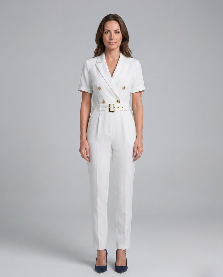 Elegante op maat gemaakte jumpsuit met tailleband voor vrouwen. 5