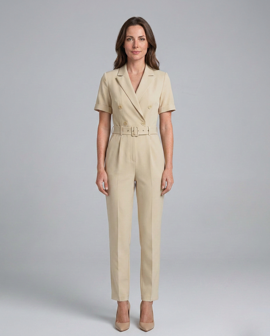 Elegante op maat gemaakte jumpsuit met tailleband voor vrouwen. 9