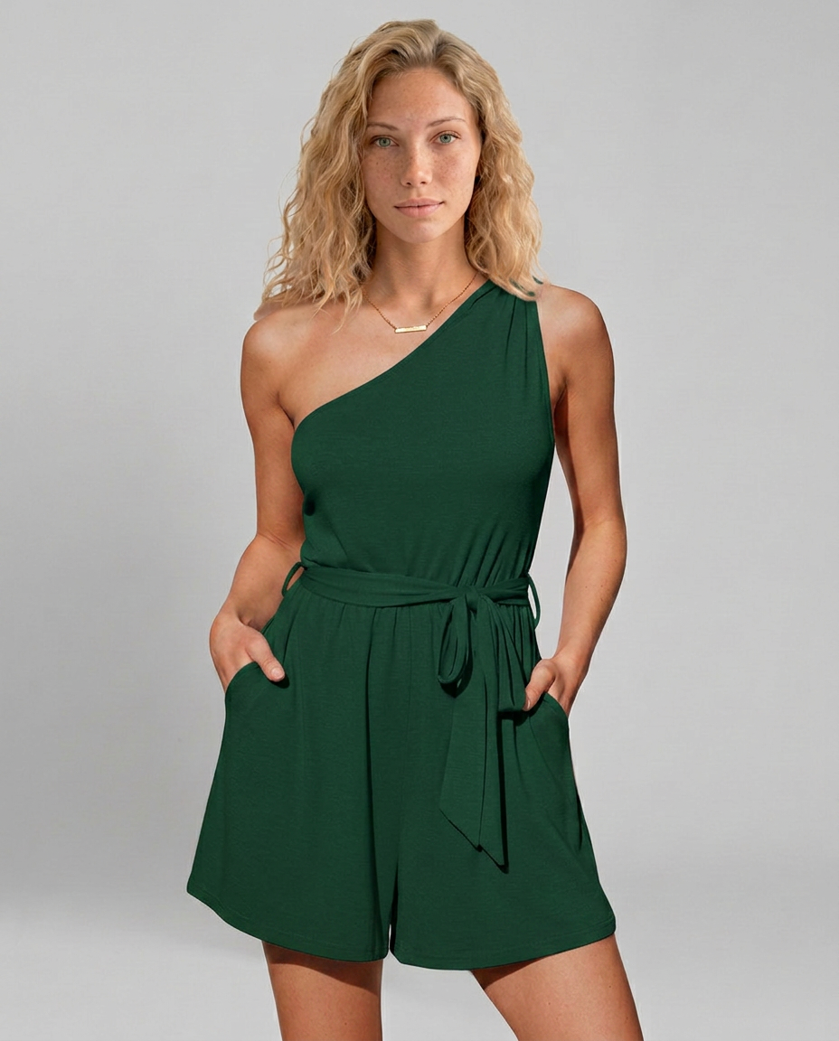 Stijlvolle één-schouder jumpsuit met zijzakken voor vrouwen. 5