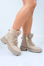 Faux fur enkellaarsjes in mocha kleur 4