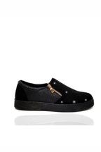 Kristal Suede Rits Pumps Zwarte Trainers met glanzende details 6