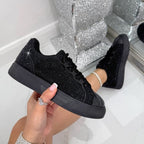 Kristal Versierde Aura Lace-Up Sneakers in zwart voor dagelijks gebruik. 3
