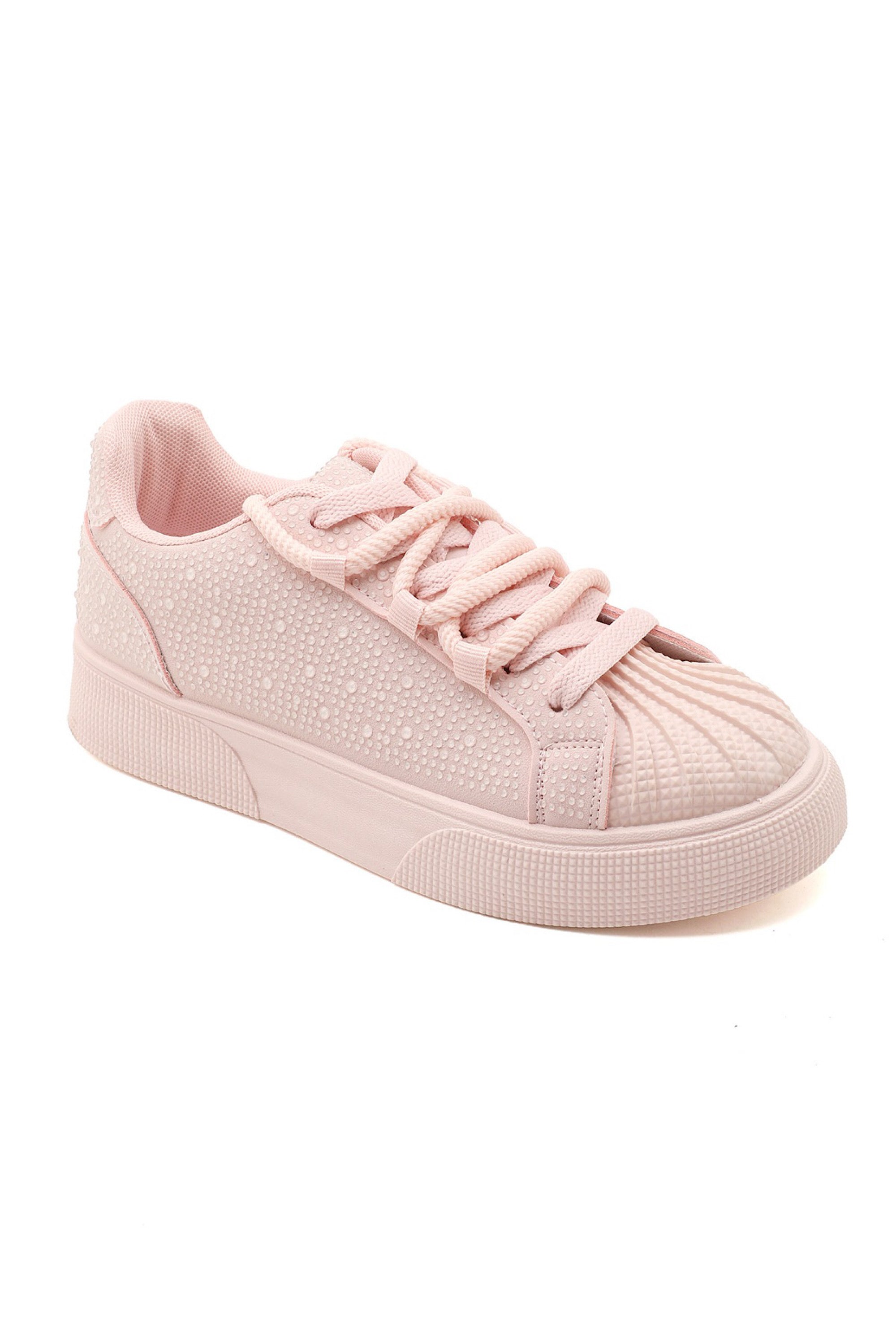 Kristal Versierde Aura Lace-Up Sneakers in Roze 4