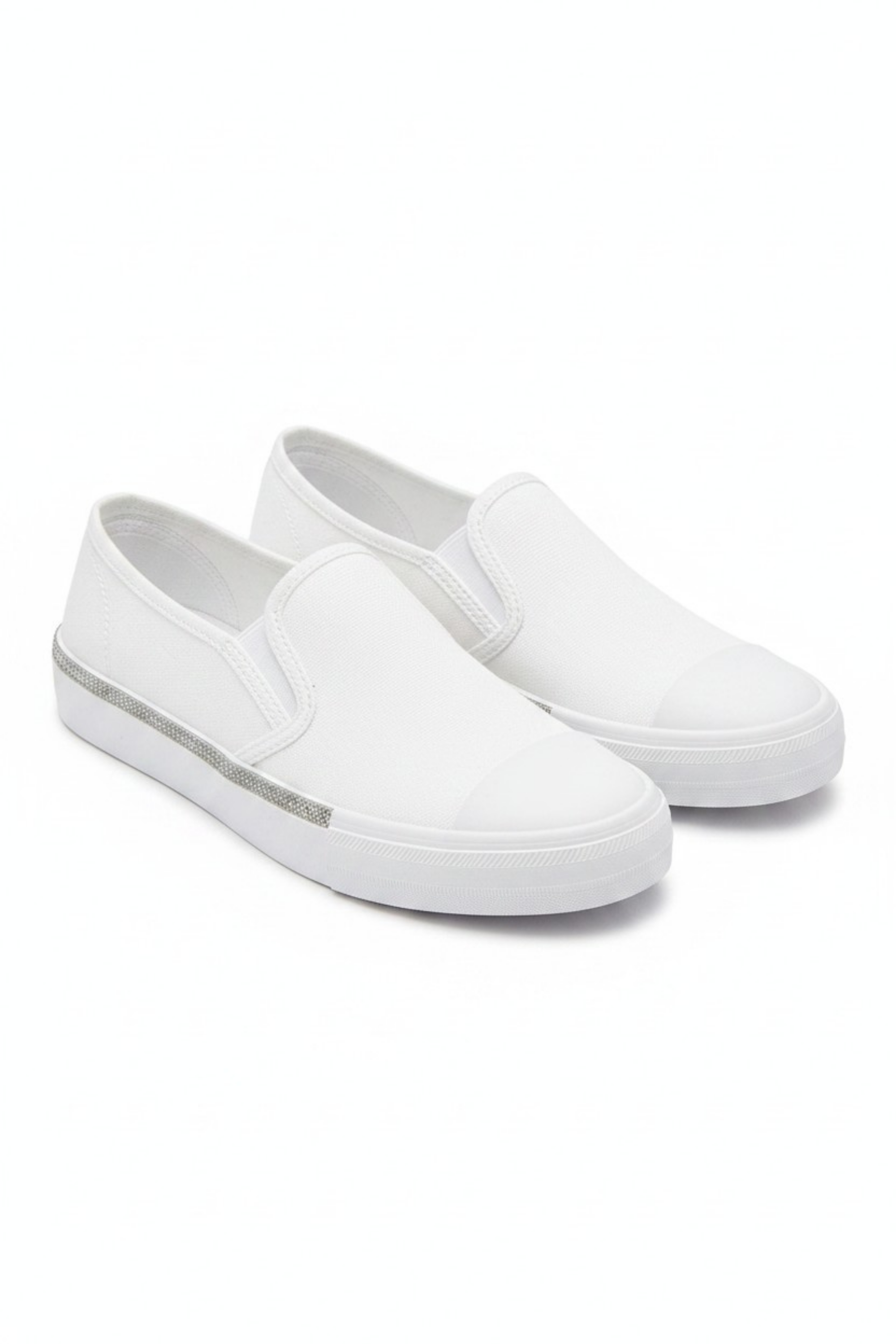 Kristallen slip-on trainers in wit voor dagelijks gebruik. 3