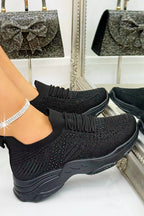 Kristallen Comfort Flexi Sneakers in zwart voor stijlvolle en comfortabele stappen. 2