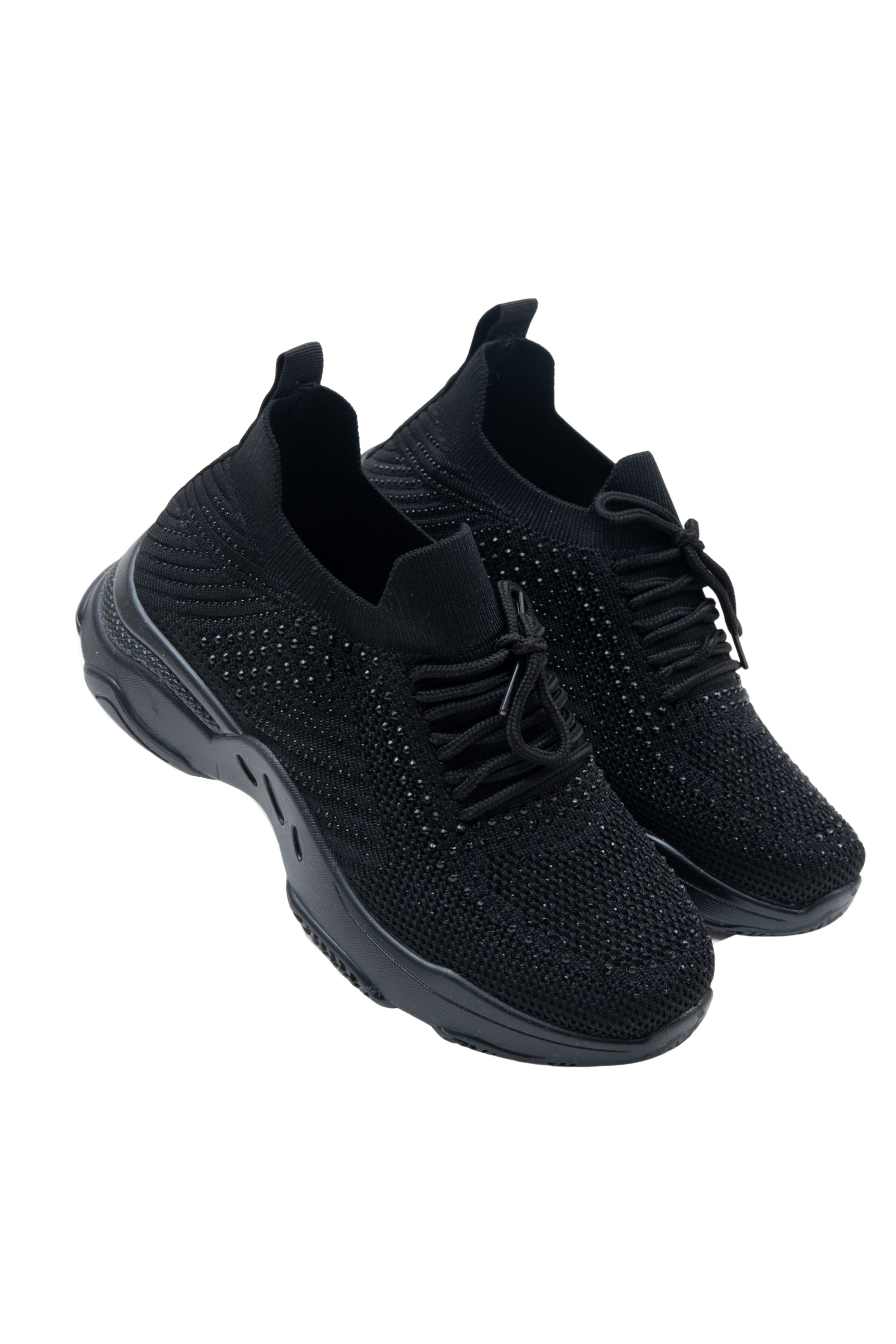 Kristallen Comfort Flexi Sneakers in zwart voor stijlvolle en comfortabele stappen. 4