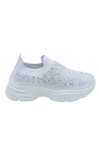 Kristallen Comfort Sportieve Sok Trainers in Wit met Glanzende Rhinestones 7
