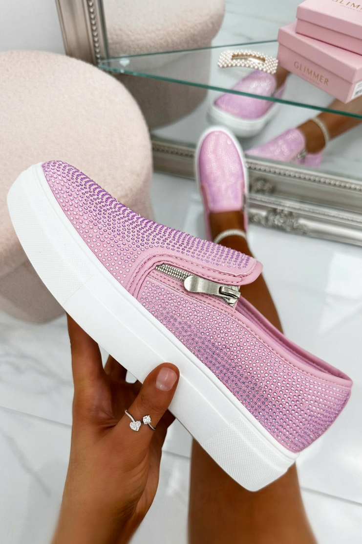Kristallen Deluxe Zip Pumps in Roze, perfect voor sparkle liefhebbers. 2