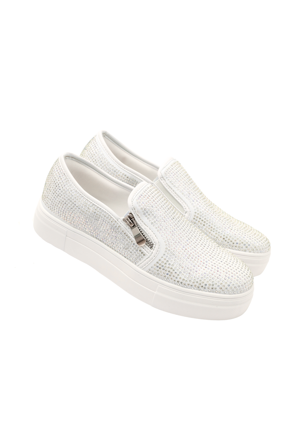 Kristallen Deluxe Zip Pumps in wit met echte kristallen versiering. 5