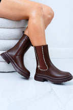 Kristallen Drift Luxe Chelsea Boots in bruin, elegant en stijlvol. 3