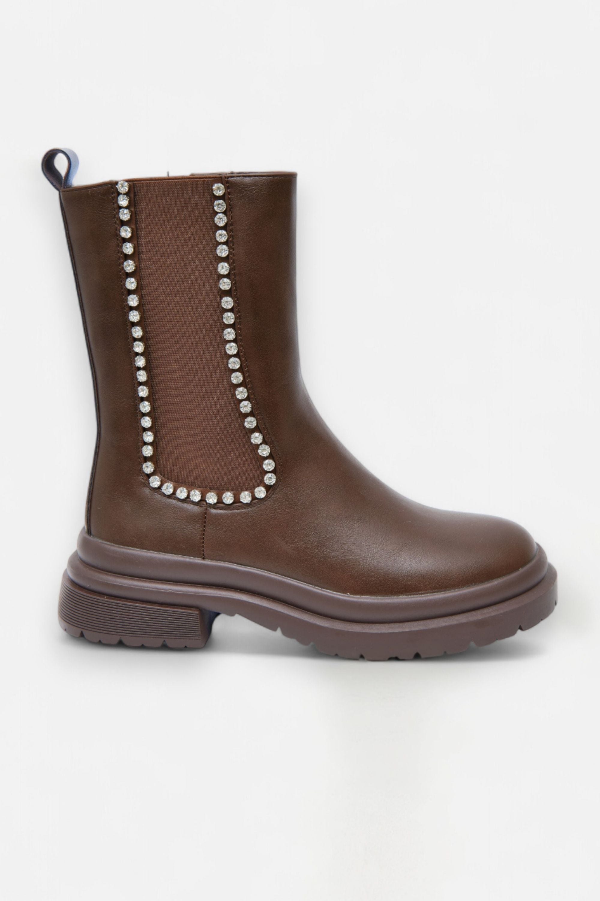 Kristallen Drift Luxe Chelsea Boots in bruin, elegant en stijlvol. 5
