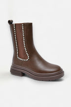 Kristallen Drift Luxe Chelsea Boots in bruin, elegant en stijlvol. 6