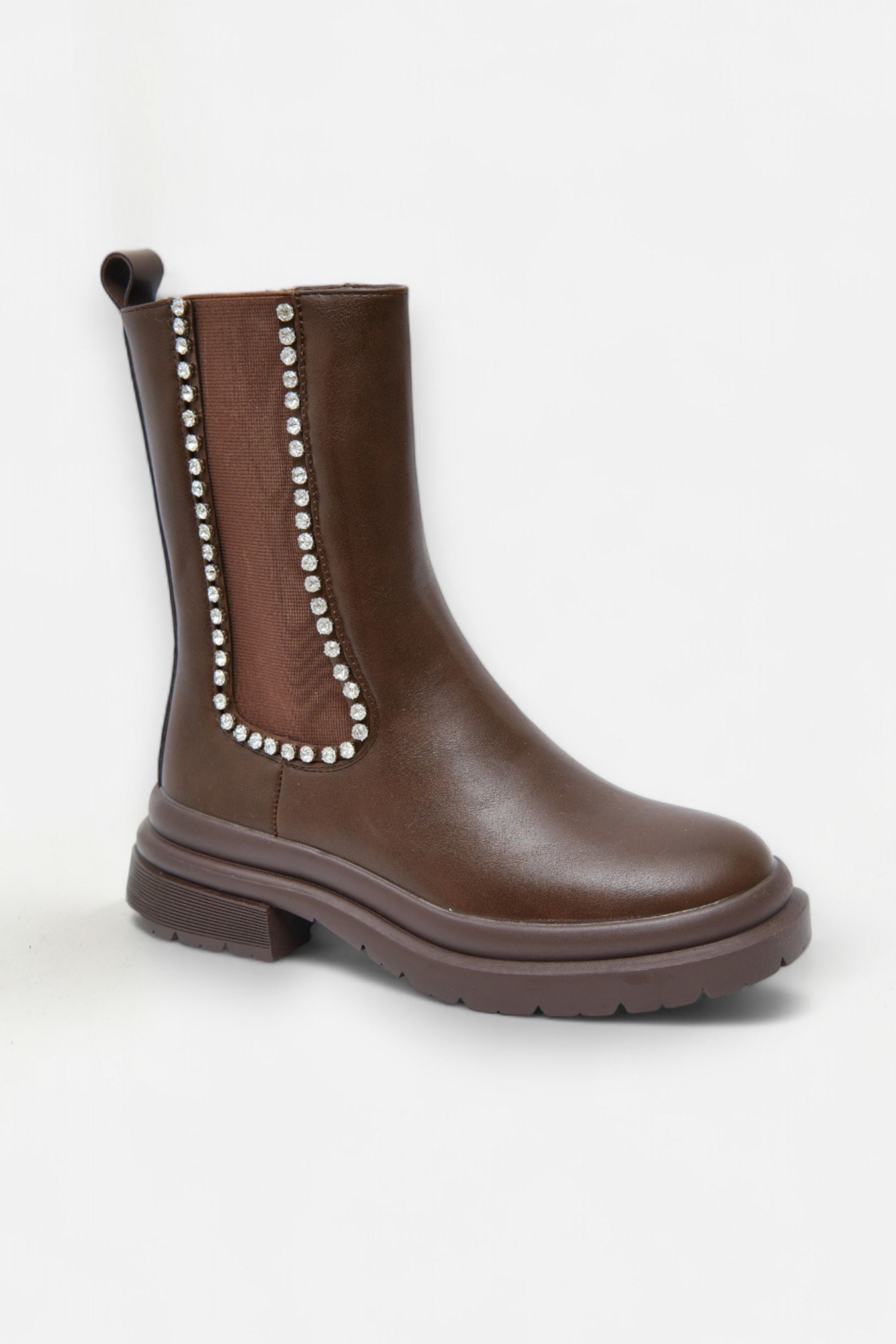 Kristallen Drift Luxe Chelsea Boots in bruin, elegant en stijlvol. 6