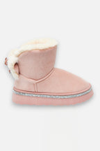 Kristallen Faux Fur Strik Snugg Boots in roze kleur 5