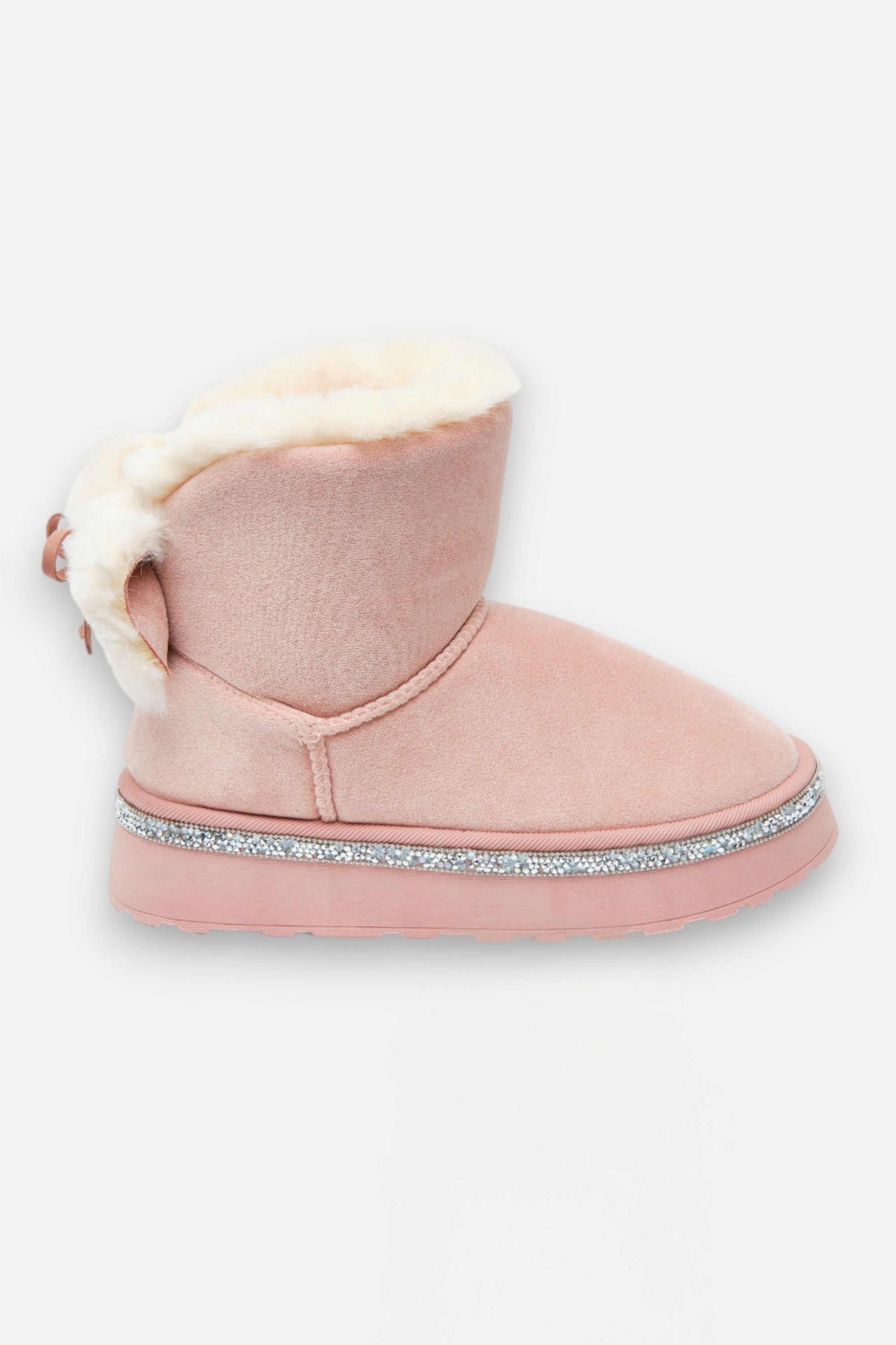 Kristallen Faux Fur Strik Snugg Boots in roze kleur 5