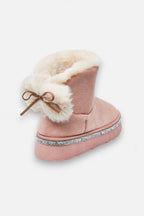 Kristallen Faux Fur Strik Snugg Boots in roze kleur 6