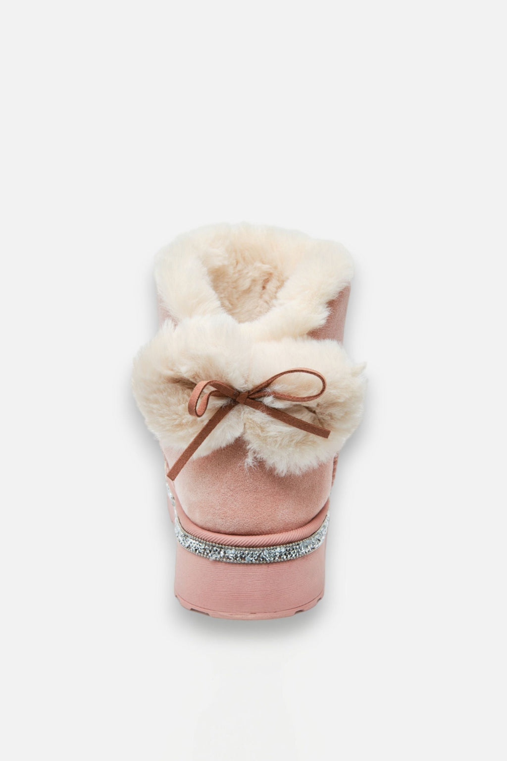 Kristallen Faux Fur Strik Snugg Boots in roze kleur 8