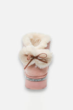 Kristallen Faux Fur Strik Snugg Boots in roze kleur 8