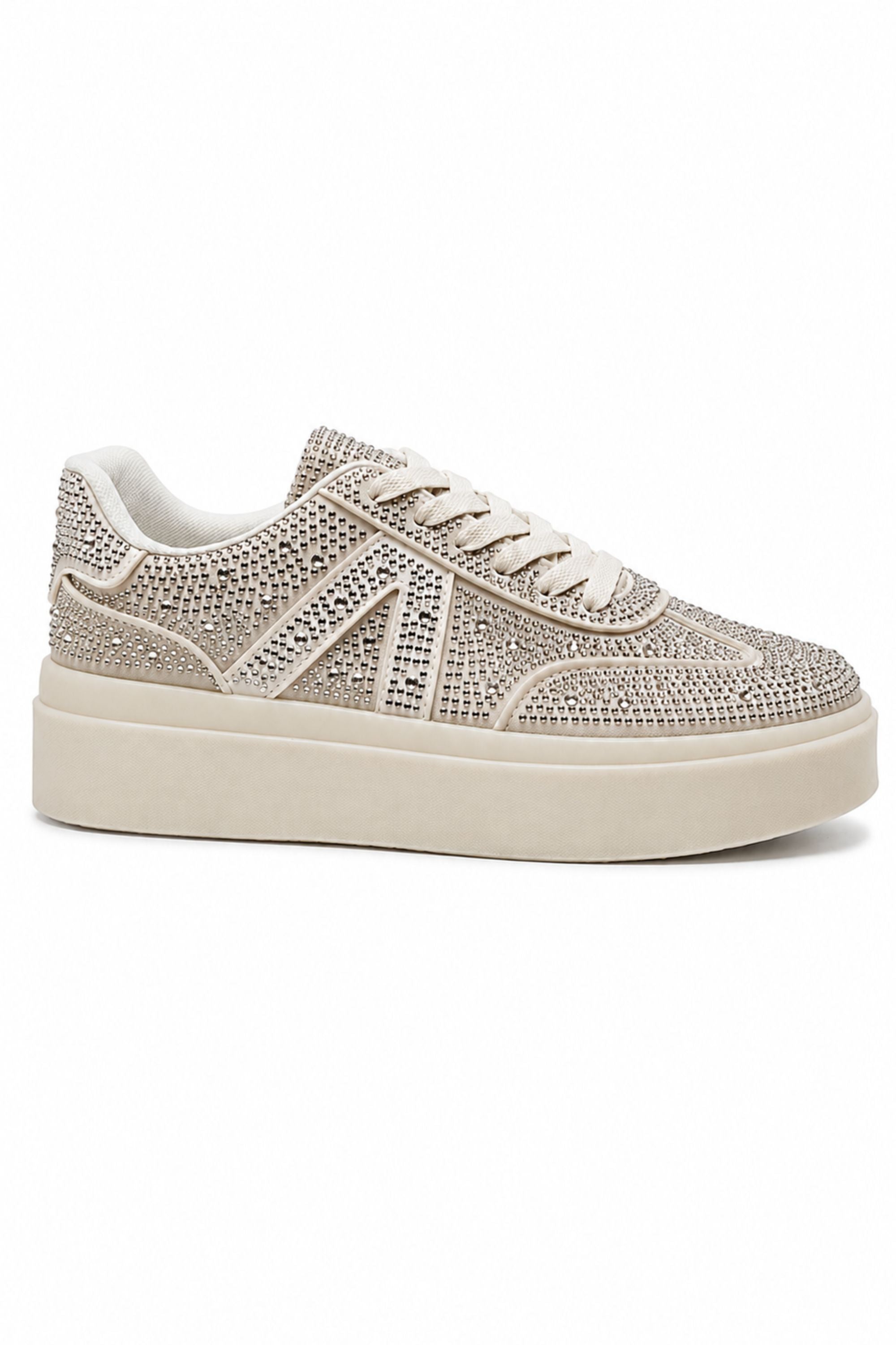 Kristallen Icon Trainers in Nude met diamante details. 3