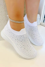 Kristallen Regenboog Drop Stretch Sok Trainers in Wit met glanzende afwerking. 2
