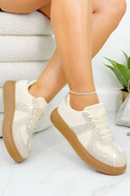 Kristallen Sprankelende Dash Trainers in Nude kleur met glamoureuze uitstraling. 2