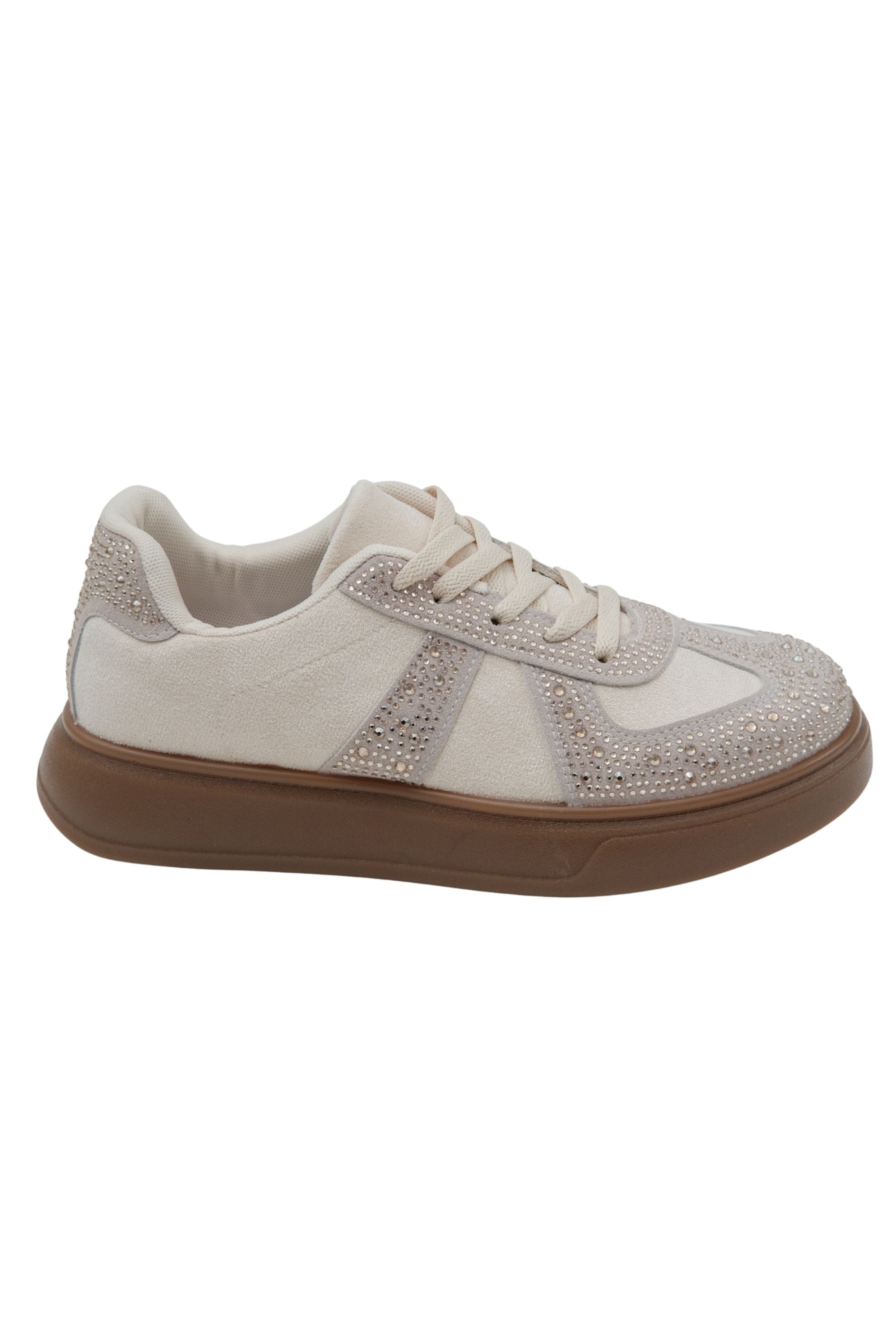 Kristallen Sprankelende Dash Trainers in Nude kleur met glamoureuze uitstraling. 6