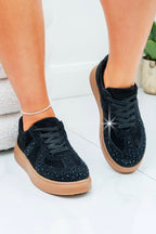 Kristallen sprankelende Dash Trainers in zwart voor dames. 4