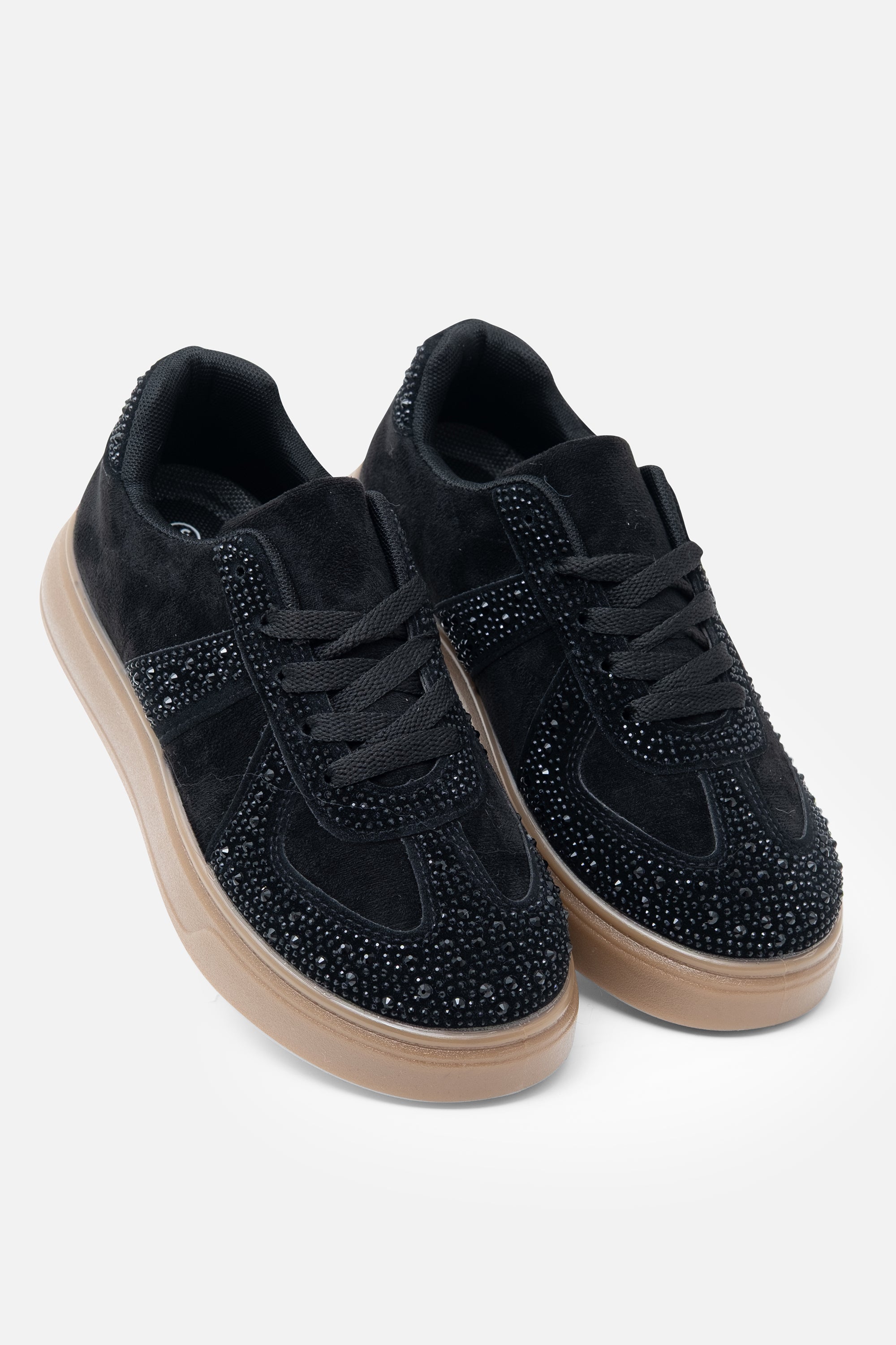 Kristallen sprankelende Dash Trainers in zwart voor dames. 7