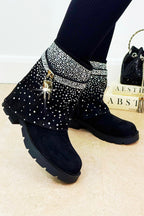 Kristallen Starlight Stride Boots in zwart met glamoureuze details. 5
