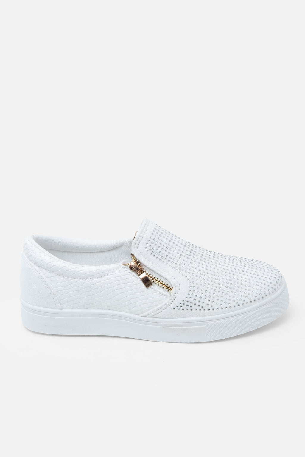 Elegante Kristallen Suède Rits Pumps in wit met decoratieve details. 5