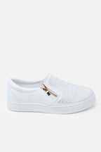 Elegante Kristallen Suède Rits Pumps in wit met decoratieve details. 5