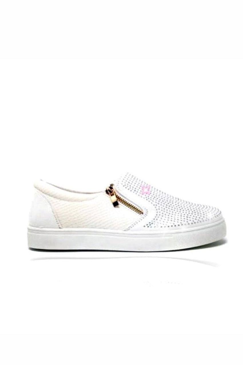 Elegante Kristallen Suède Rits Pumps in wit met decoratieve details. 8