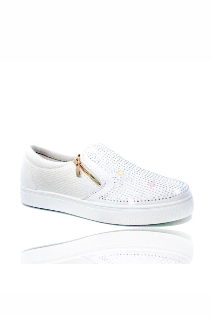 Elegante Kristallen Suède Rits Pumps in wit met decoratieve details. 9