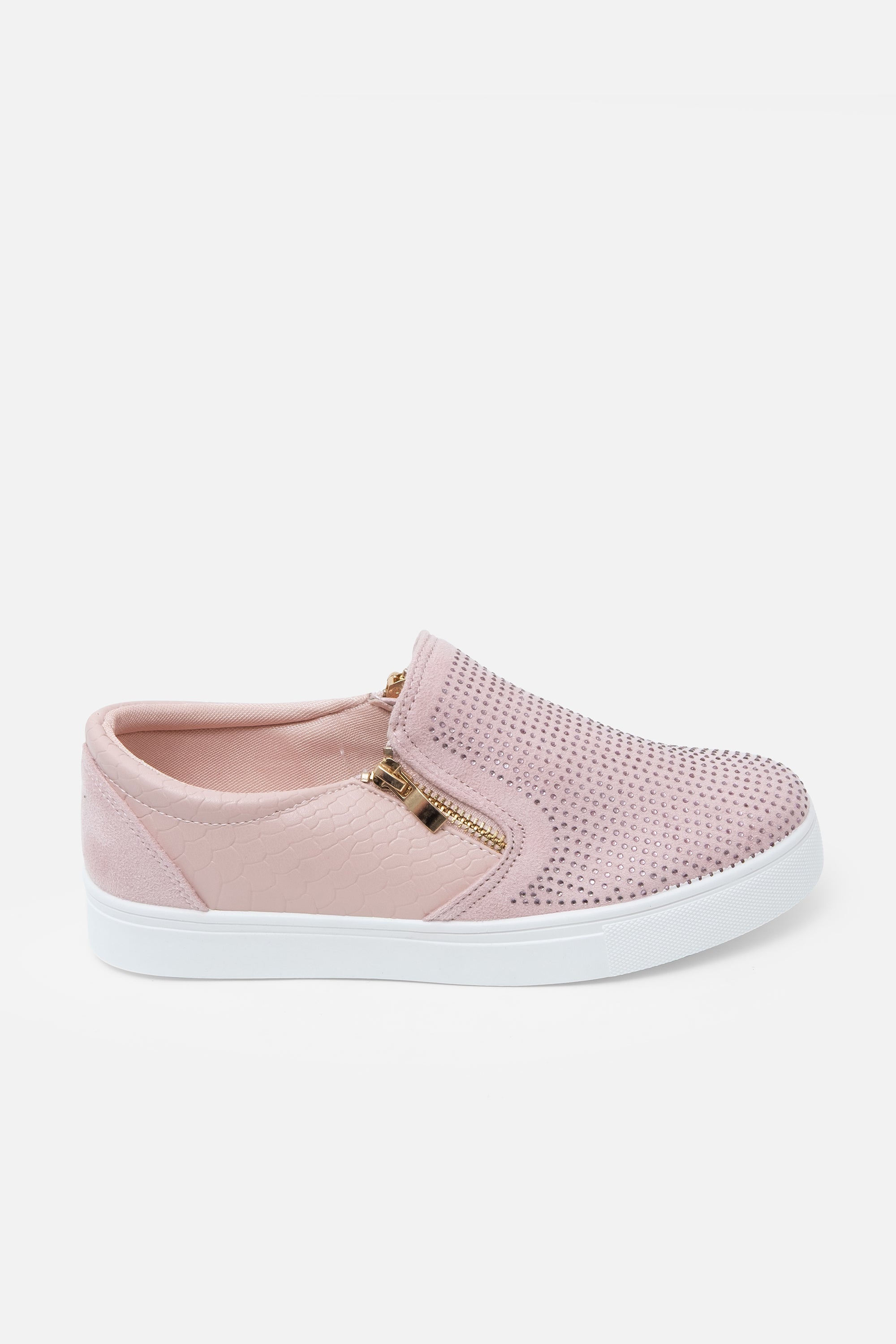 Glamoureuze Kristallen Suède Rits Pumps in roze met decoratieve details. 5