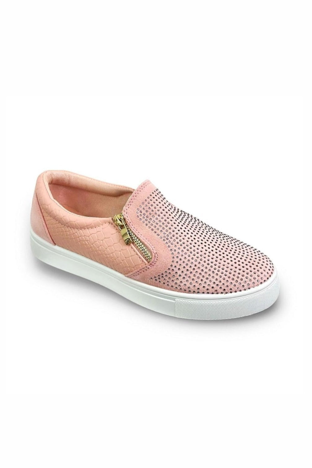 Glamoureuze Kristallen Suède Rits Pumps in roze met decoratieve details. 9