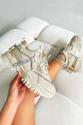 Kristallen Track Luxe Chunky Trainers in Beige met sprankelende details