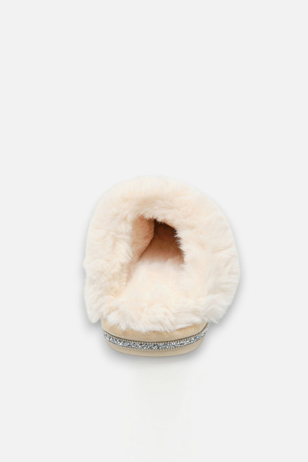 Luxe kristallen trim gezellige slippers in nude kleur. 6
