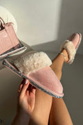 Kristallen trim gezellige slippers in roze kleur