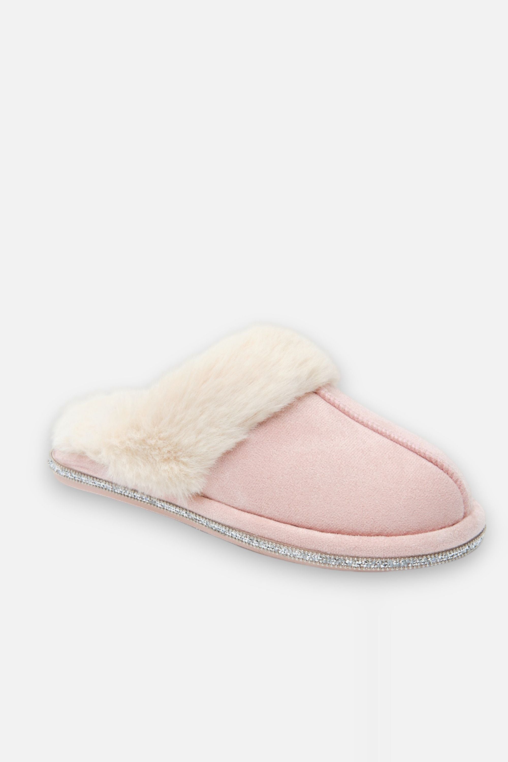Kristallen trim gezellige slippers in roze kleur 6