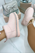 Kristallen Trim Platform Ultra Mini Snugg Boots in babyroze met glinsterende afwerking. 2