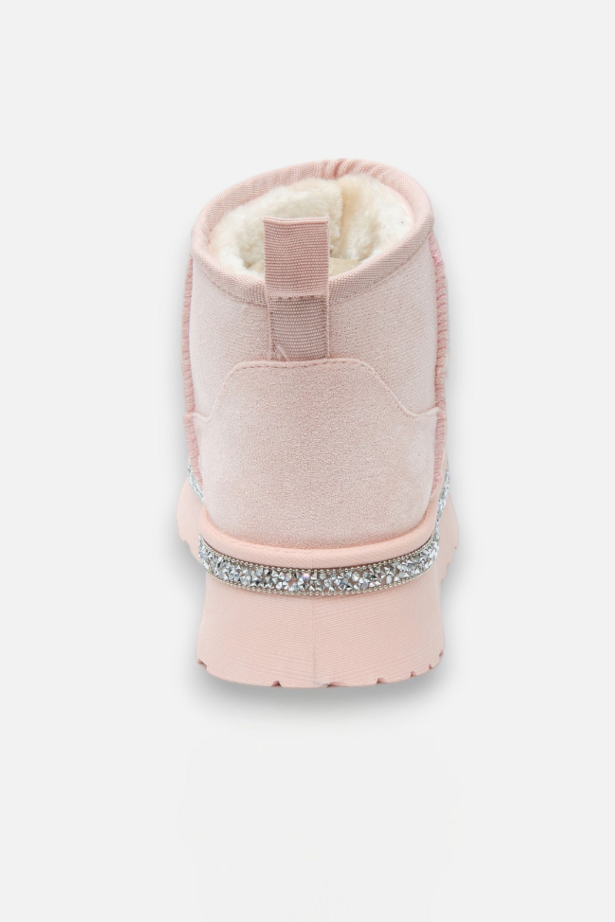 Kristallen Trim Platform Ultra Mini Snugg Boots in babyroze met glinsterende afwerking. 7