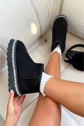 Glanzende kristallen trim platform ultra mini snugg boots in zwart