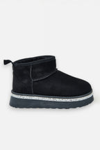 Glanzende kristallen trim platform ultra mini snugg boots in zwart 5